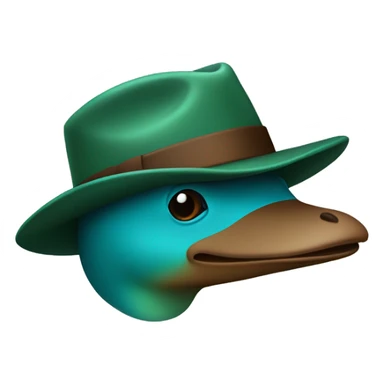 Blue/green platypus with a brown fedora sticker