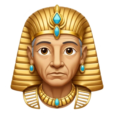 An aging pharaoh with deep wrinkles, elaborate gold jewelry, and a wise commanding gaze.
 sticker
