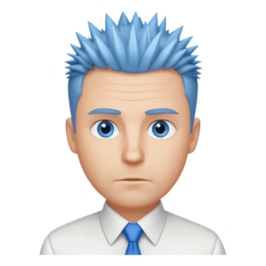 40 yr old white man short spike hair white dress shirt blue eyes no smile sticker