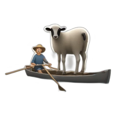 Un lièvre sur un mouton sur un bateaux sur la terre ferme sticker