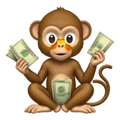 monkey holding money sticker