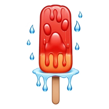 A water ice pop is shaped like a red animal paw and has an ice pop stick at the bottom. sticker
