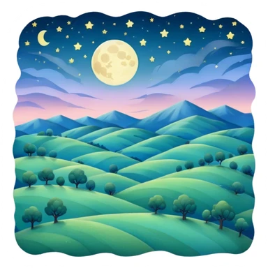  starry night landscape in pastel colors  sticker