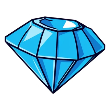 shiny blue diamond broken in half exposing crystal structure inside sticker
