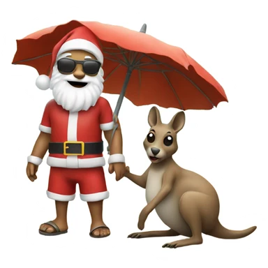 Beach Santa with kangaroo  sticker