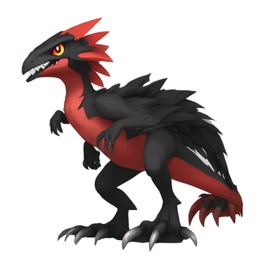  Cool Edgy Black Red Digimon-Fakemon-Raptor-Reptile full body sticker