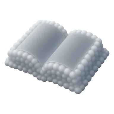 thick open book made entirely of small, very bright white fluffy convex clouds, matte glass style sticker