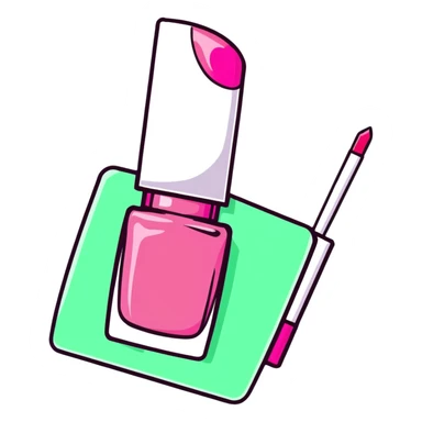 Pink AVON beauty collection with pink lipgloss, pink nail polish, and pink compact sticker