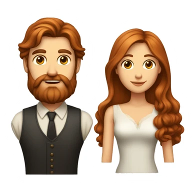 Tall white man with long brown hair and long beard and beard an woman with long reddish hair sticker