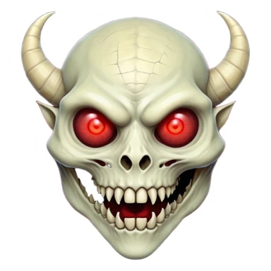 Cursed Crimson Satanic Horned Reptilian Moon Spooky Eerie Ghostly Spectral Zombiefied Skeletal Monsterous Creature Face sticker