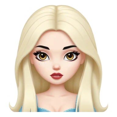pretty bratz baddie, long black hair, pale skin sticker