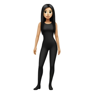 White girl with long straight black hair wearing a black bodysuit full body sticker