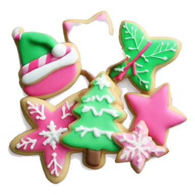 Christmas sugar cookies pink designs  sticker