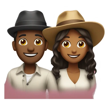 happy couple with hats sticker