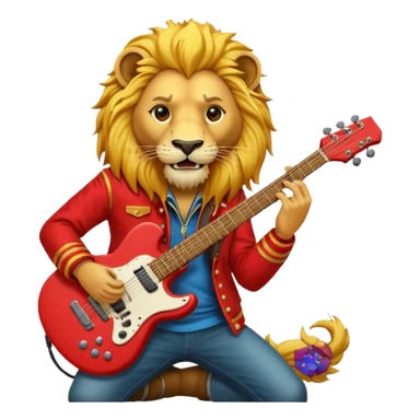 guitar rock lion head, red jacket sticker