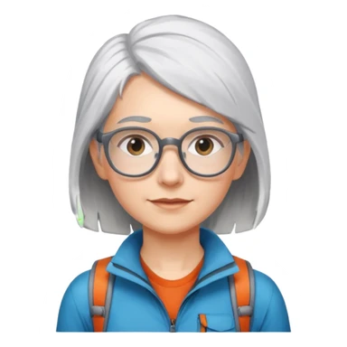young climber woman with white/grey hair and glassess sticker