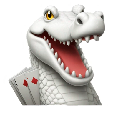 White crocodile playing poker sticker