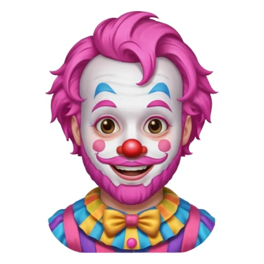 clown with beard, clown outfit, pink hair sticker
