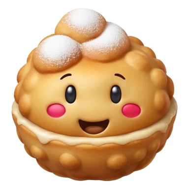 Cinematic Realistic Bu√±uelo Dessert Emoji, showcasing a fluffy, deep-fried dough ball dusted with sugar rendered with lifelike textures and warm, festive lighting. sticker