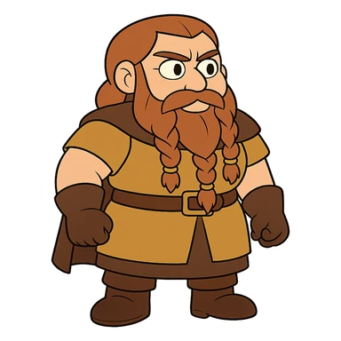 flat toon style bearded female dwarf from DnD sticker