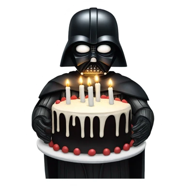 Darth Vader holding birthday cake with candles  sticker