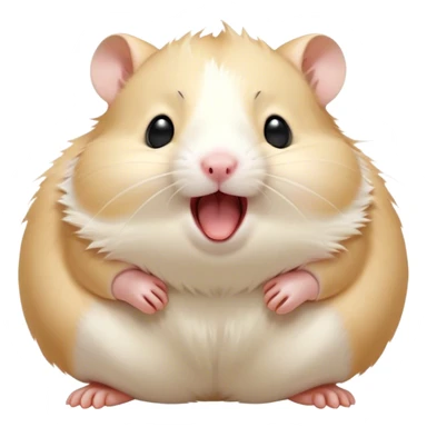 Cinematic Cute Yawning Cream Hamster Portrait Emoji, Head tilted slightly with a dramatic, wide-open yawn, showcasing a soft, pristine cream fur with tiny droopy ears, round dark eyes barely open in drowsy contentment, Simplified yet irresistibly adorable features, highly detailed, glowing with a soft, cozy glow, high shine, relaxed yet expressive, stylized with a touch of whimsy, bright and endearing, soft glowing outline, capturing the essence of a sleepy yet affectionate hamster, so drowsy it feels like it could stretch out of the screen and curl up for a nap! sticker