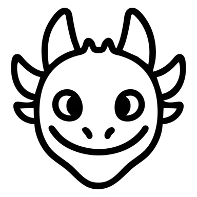 friendly dragon head icon, inspired by How to Train Your Dragon, minimalistic, rounded shapes, suitable for branding sticker