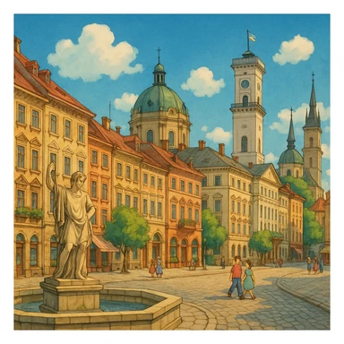 ghibli style Lviv sticker