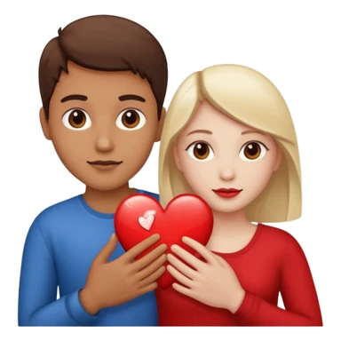 Two people holding half a heart up sticker