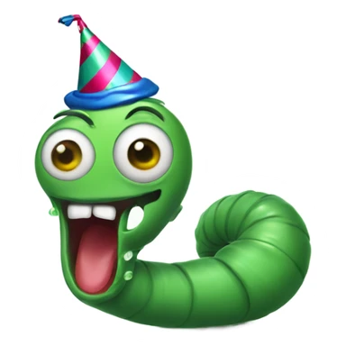 Worm that is uhly with a party hat drinking a sprite sticker