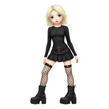 alt-girl в чёрной одежде в полный рост  sticker