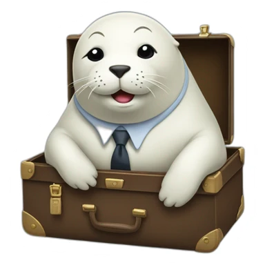 White seal in tie and with briefcase and closed eyes sticker