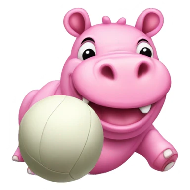 cute pink hippo catching a cricket ball sticker