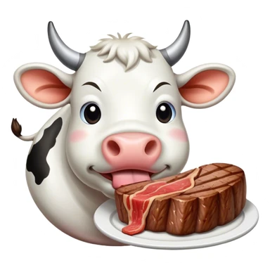 A cow eats a steak sticker