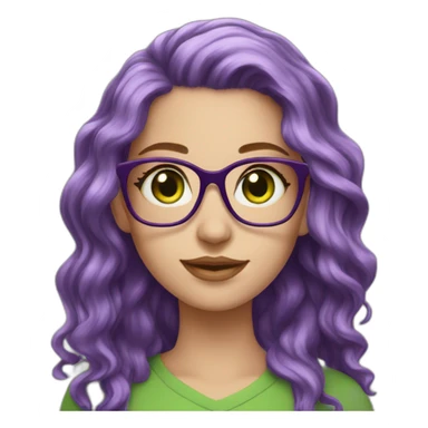 white-girl-purple-wavy-hair-green-eyes-square-glasses sticker