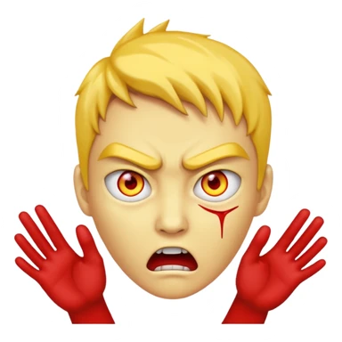 Person reaching out facing camera with red eyes and yellow skin and is very mad sticker