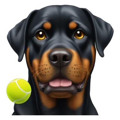 Rottweiler with tennis ball in mouth  sticker
