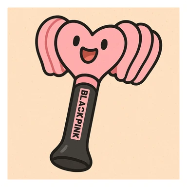BLACKPINK-inspired object, black and pink colors, soft trendy cartoon look, pastel toon style sticker