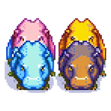 little hippos with 3 heads, different colors sticker