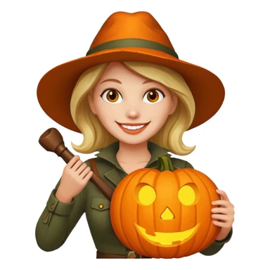 Woman Hunter With Jack o Lantern sticker