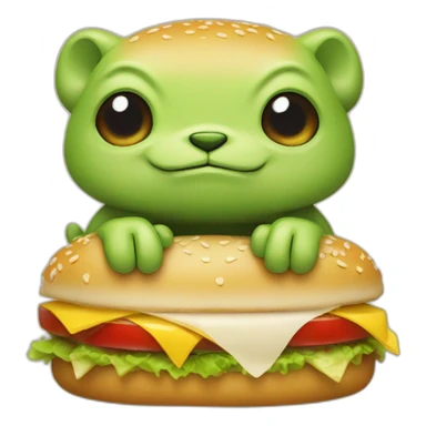 Grogu qui mange un hamburger sticker