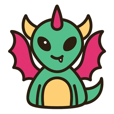 kid dragon mixed with demon and alien features sticker