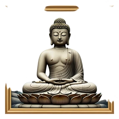 Cinematic Realistic image of the Big Buddha Monument of Sinheungsa Temple, portrayed as a towering, serene Buddha statue carved from weathered stone with intricate details and a gentle meditative expression, set within an ancient temple landscape enveloped in soft, ethereal lighting that underscores its spiritual majesty. sticker