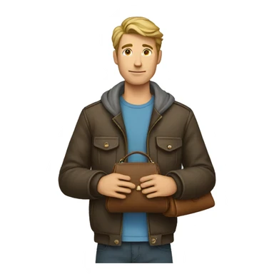 a man holding an empty purse sticker