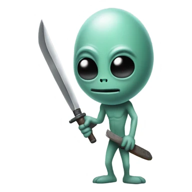 Alien holding a machete sticker