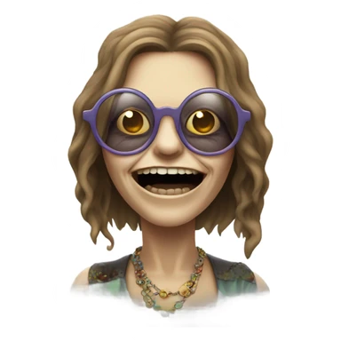  janis joplin zombie who wears circle glasses, dancing sticker