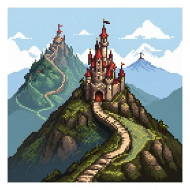 Fantasy castle on a mountain with a winding path sticker