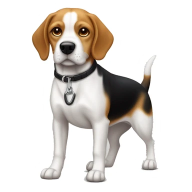 Chien beagle croisé avec un labrador noir avec une tache sur la poitrine et un colliervert  sticker