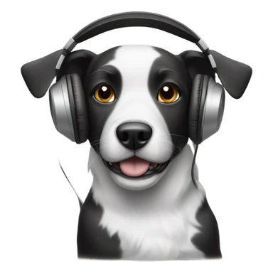 black and white dog with headphones sticker