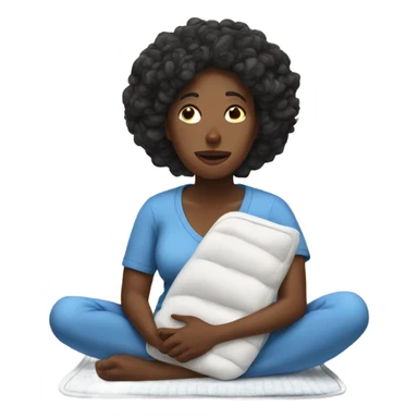 black mom in pain holding heating pad with cord sticker